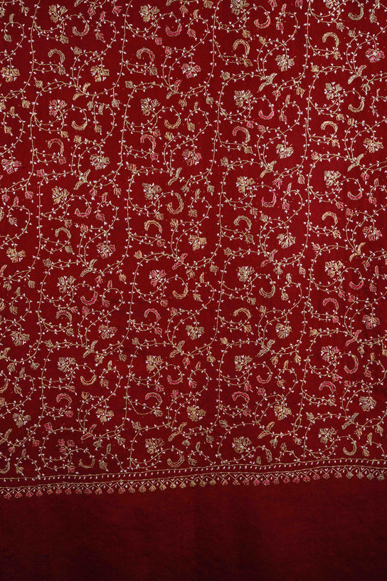 Maroon Jali Sozni Embroidery Stole