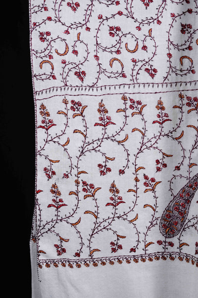 Ivory Jali Sozni Embroidery Shawl