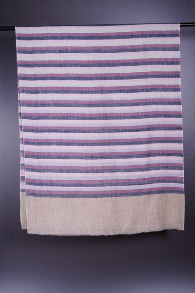 Natural Base stripe handmade Cashmere Pashmina Scarf