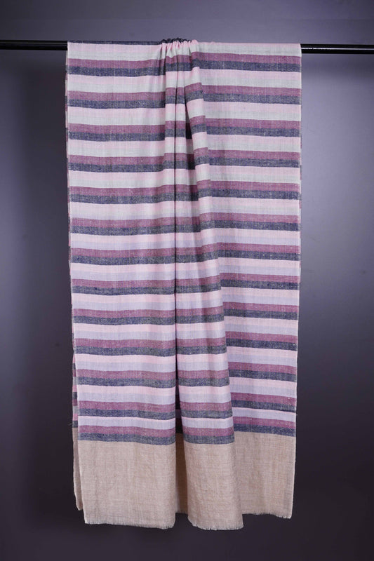 Natural Base stripe handmade Cashmere Pashmina Scarf