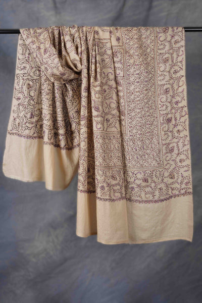 Cream Jali Sozni Embroidery Shawl