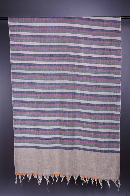 Natural Base stripe handmade Cashmere Pashmina Stole