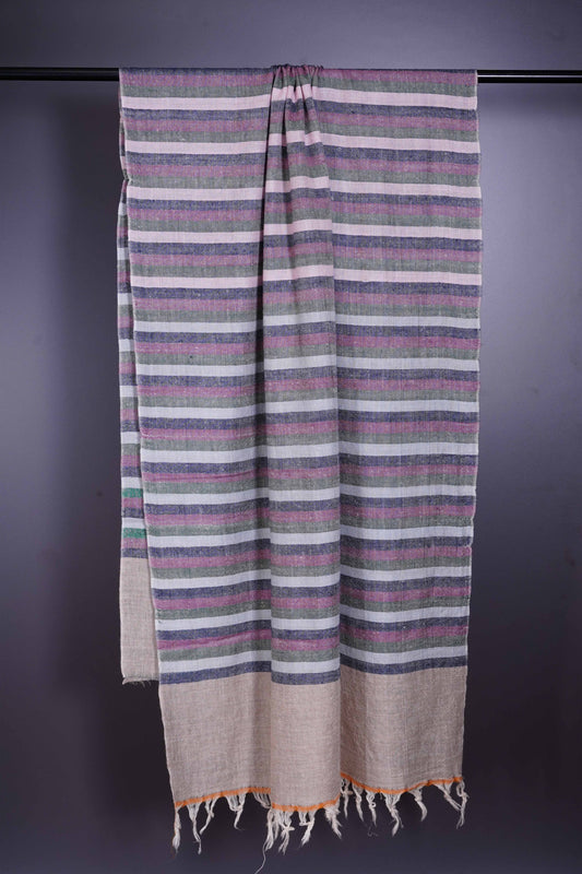 Natural Base stripe handmade Cashmere Pashmina Stole