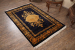 Navy Blue And Gold kashmir carpet
