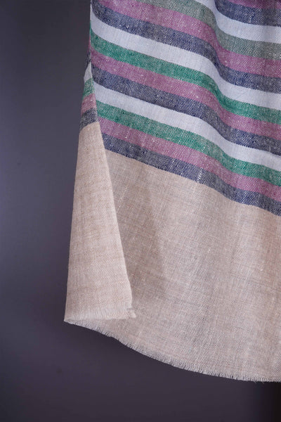 Natural Base stripe handmade Cashmere Pashmina Stole