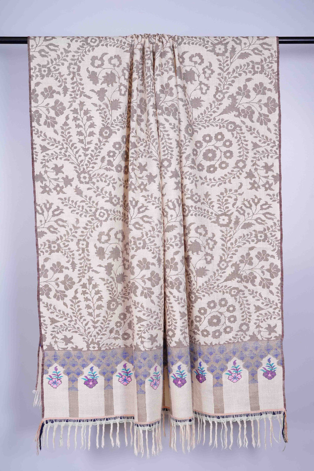 Ivory Base Kani Jamawar Pashmina Shawl