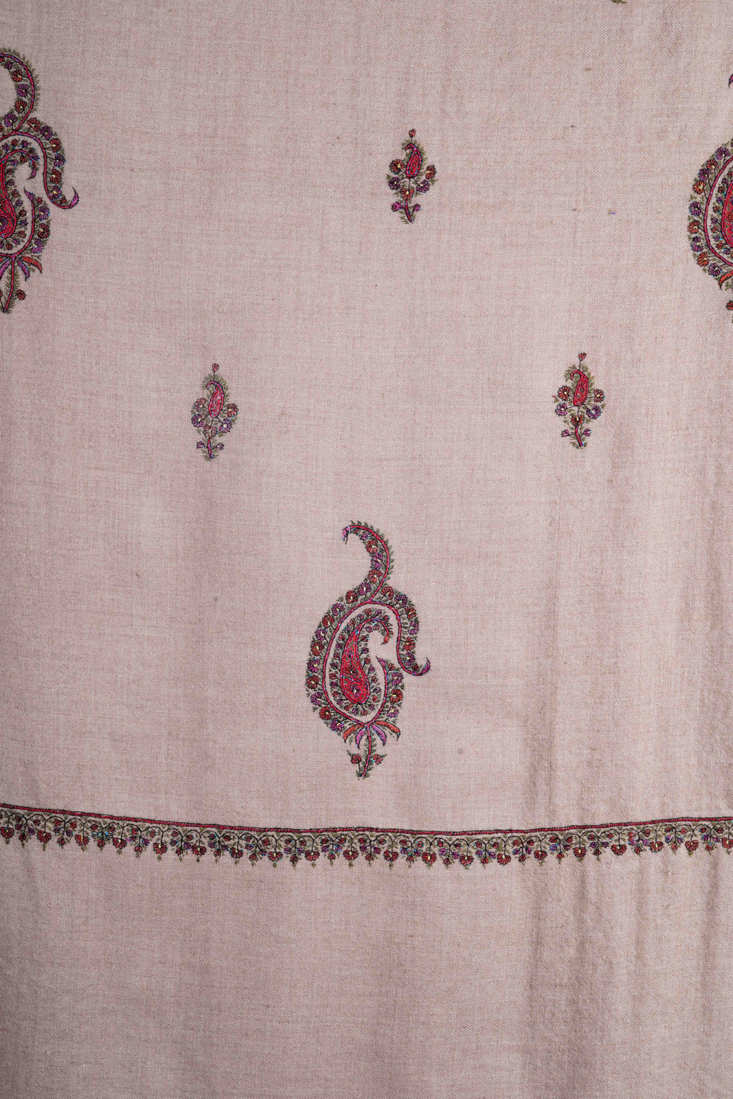 Natural Base Buteh-dar Embroidery Pashmina Cashmere Shawl
