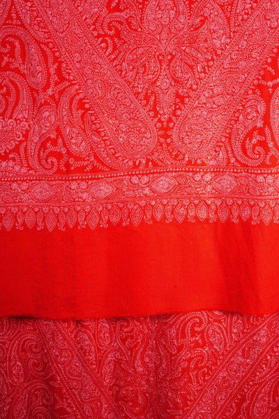 Red Jamawar Embroidery Cashmere Pashmina Shawl