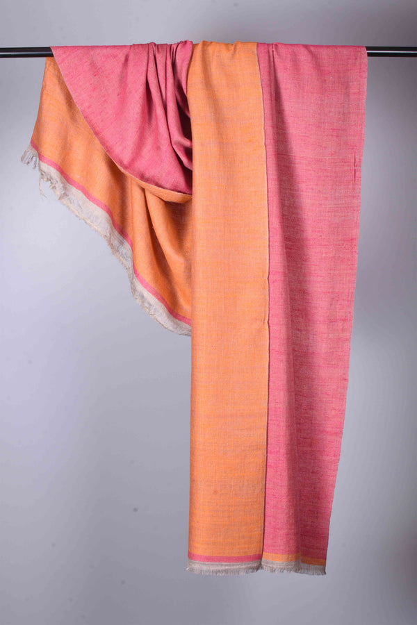 Reversible Pink & Orange Cashmere Pashmina Scarf — pashmina shawl reverse side