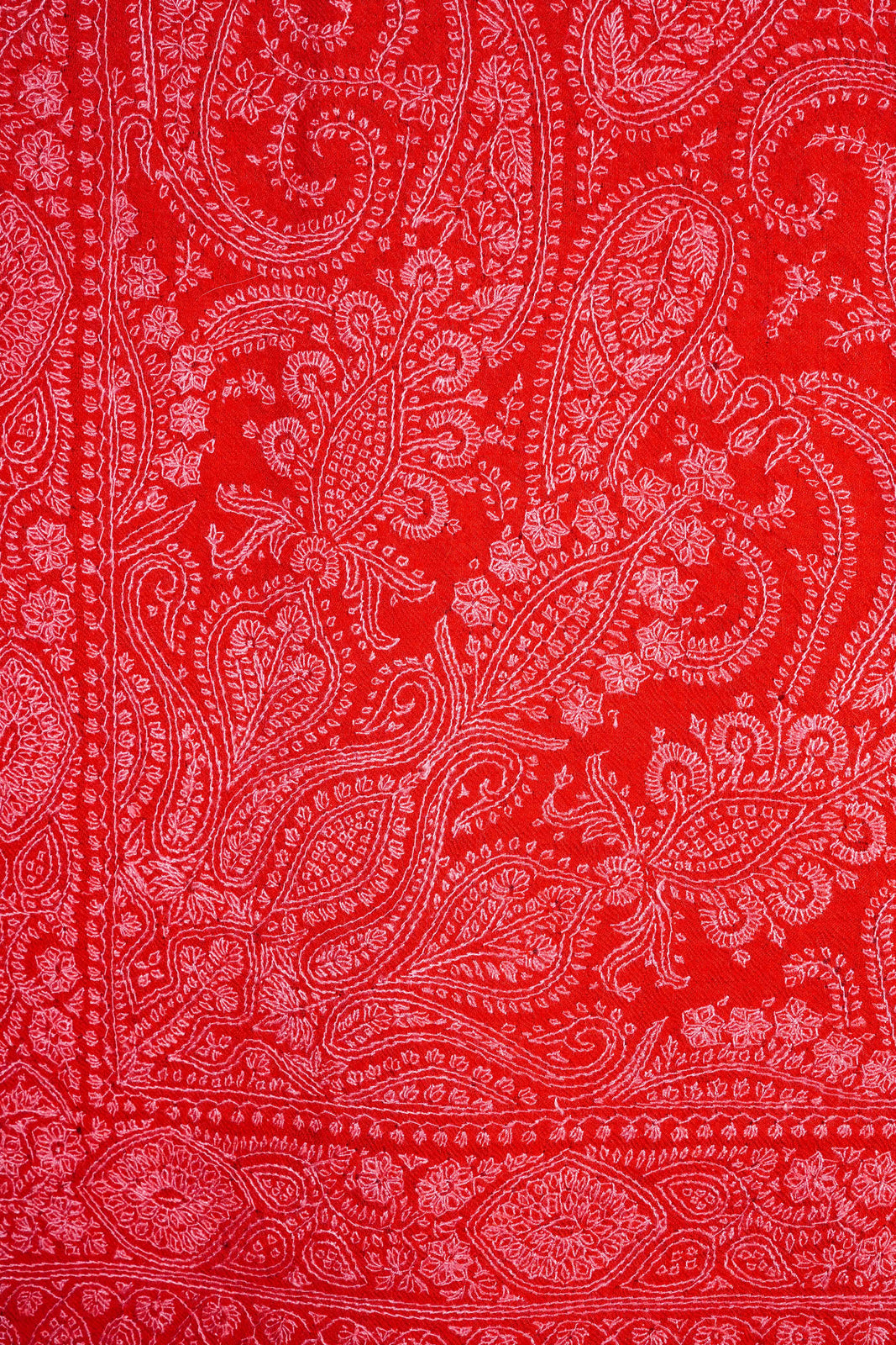 Red Jamawar Embroidery Pashmina Shawl