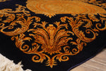Navy Blue And Gold kashmir carpet