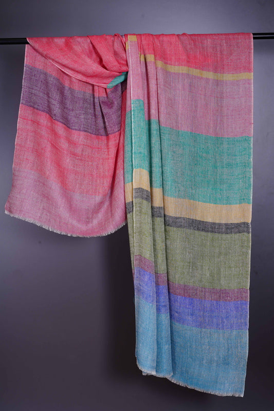 Asymmetrical Big stripe handmade Cashmere Pashmina Scarf