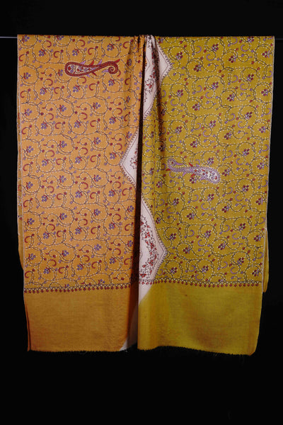 Triple Dye  Jali Sozni Embroidery Shawl