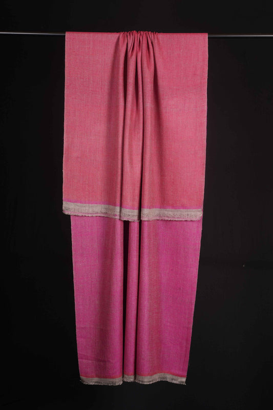 Reversible Hot Pink and Rose Pink Handwoven Cashmere Pashmina Shawl