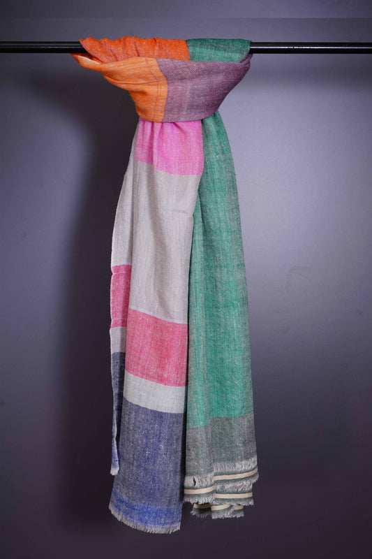 Asymmetrical Big stripe handmade Cashmere Pashmina Scarf