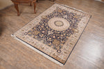 Navy Blue And Gold Tone Kashmir Carpet