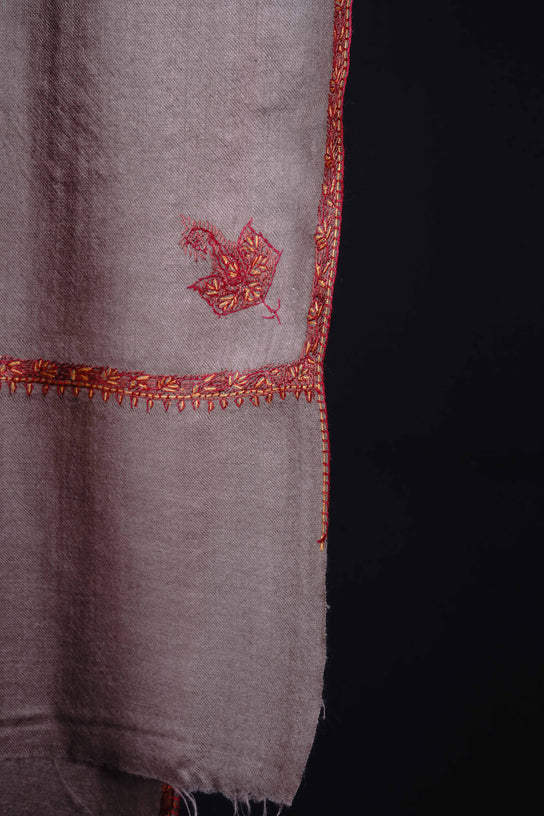 Natural Base With Border Embroidery Cashmere Pashmina Shawl