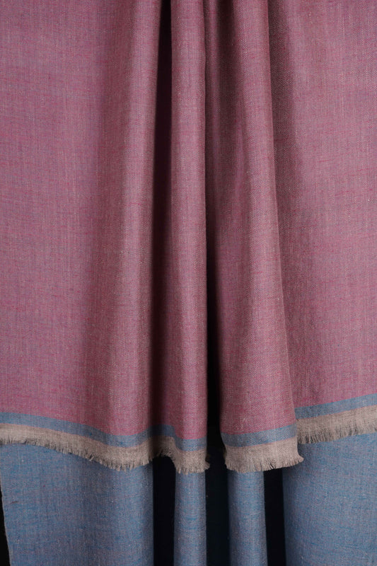 Reversible light Blue and Pink Handwoven Cashmere Pashmina Shawl