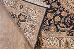 Navy Blue And Gold Tone Kashmir Carpet
