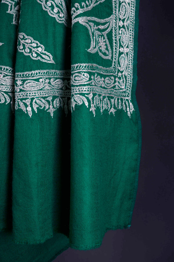 Green Tilla Embroidery Pashmina Shawl