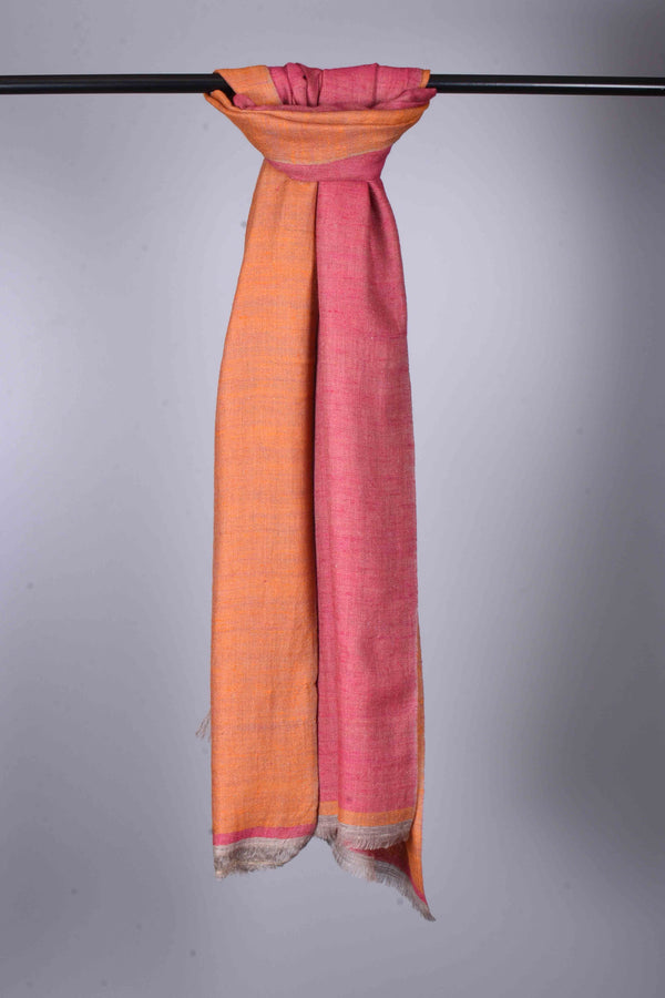 Reversible Pink & Orange Cashmere Pashmina Scarf — reversible pashmina shawl handwoven in Kashmir