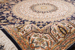 Navy Blue And Gold Tone Kashmir Carpet