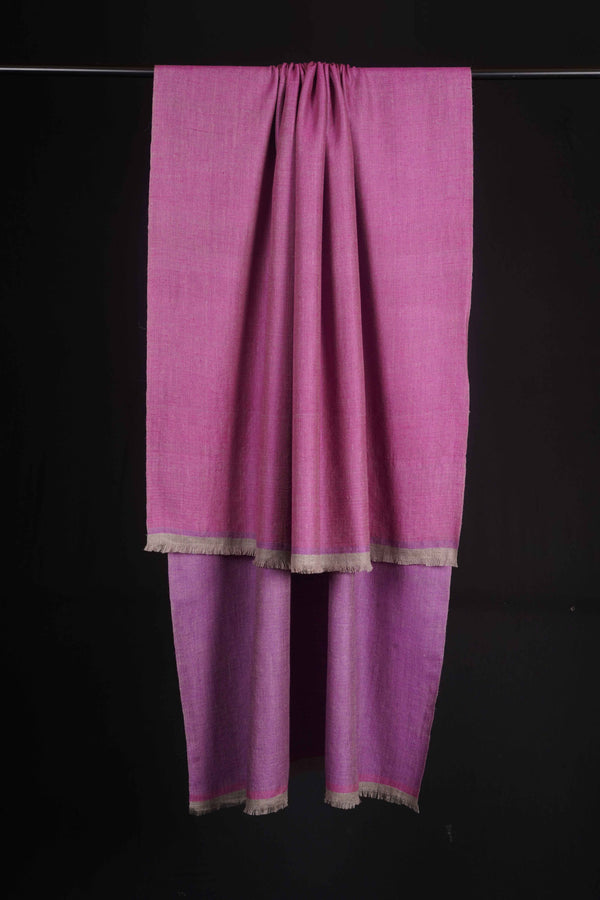 Reversible Pink and Lilac Handwoven Cashmere Pashmina Shawl — reversible pashmina shawl handwoven in Kashmir
