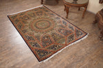 Navy Blue And Rust Tone Kashmir Carpet