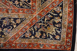 Navy Blue And Rust Tone Kashmir Carpet