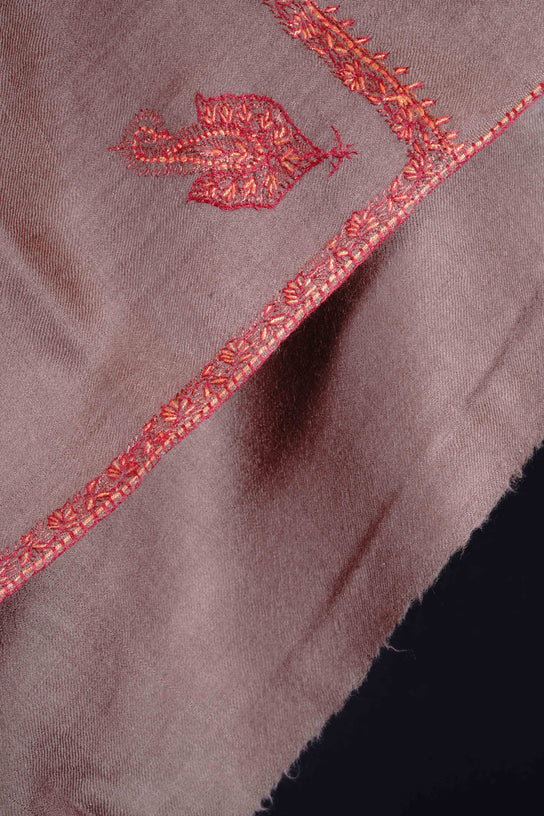 Natural Base With Border Embroidery Cashmere Pashmina Shawl
