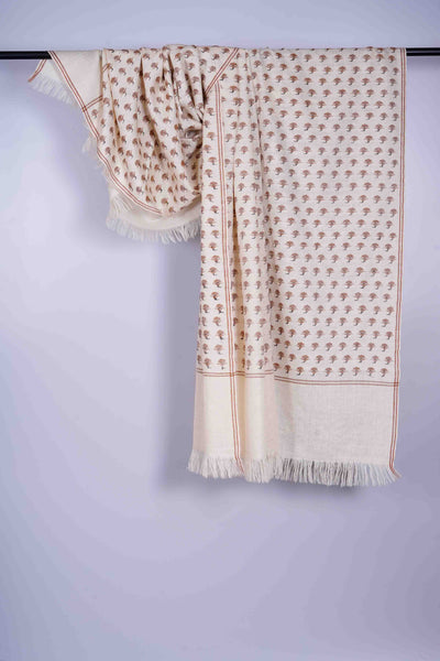 Ivory Kani Buteh Pashmina Shawl