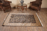 Ivory and Black Floral kashmir carpet