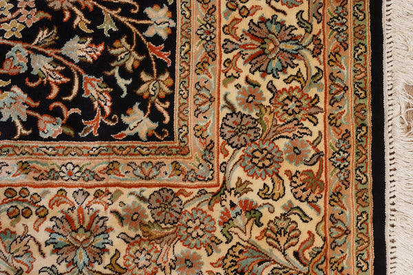 Ivory and Black Floral kashmir carpet