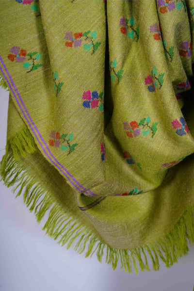 Olive Green Kani Buteh Pashmina Shawl