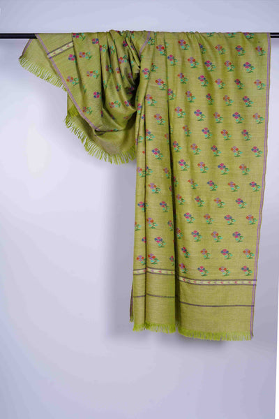 Olive Green Kani Buteh Pashmina Shawl