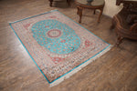 Turquoise And Rust Tone Kashmir Carpet