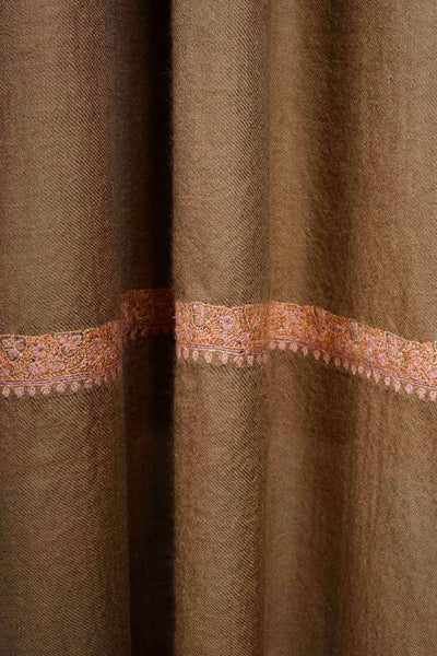 Beige colour with Small Border Embroidery Cashmere Pashmina Scarf