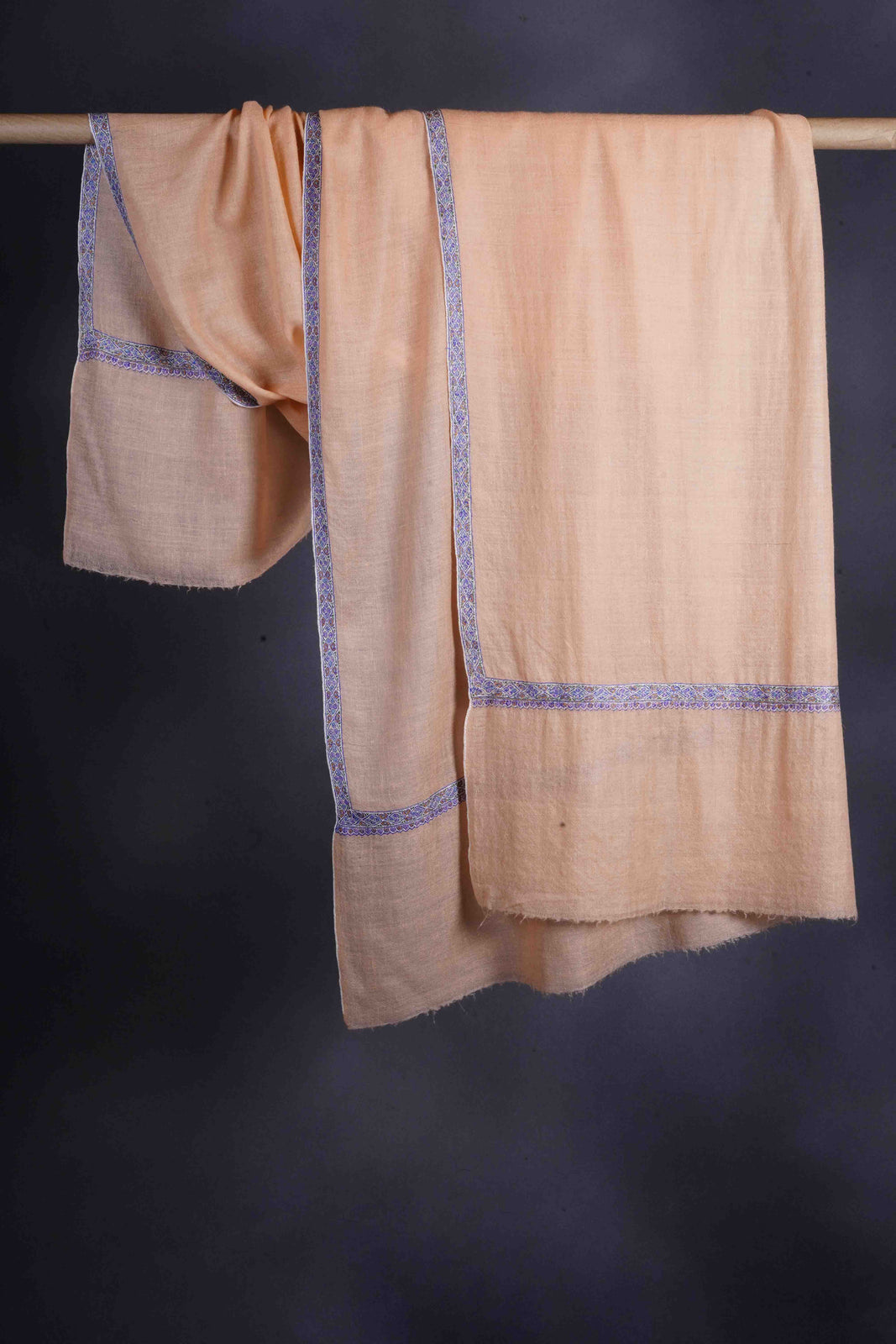 Peach Border Embroidery Cashmere Pashmina Shawl