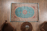 Turquoise And Rust Tone Kashmir Carpet