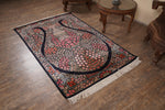 Navy Blue And Pink Floral kashmir carpet