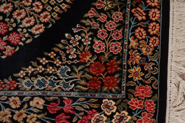 Navy Blue And Pink Floral kashmir carpet