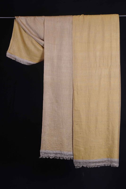 Reversible Golden Yellow and Daffodil Yellow Handwoven Cashmere Pashmina Shawl