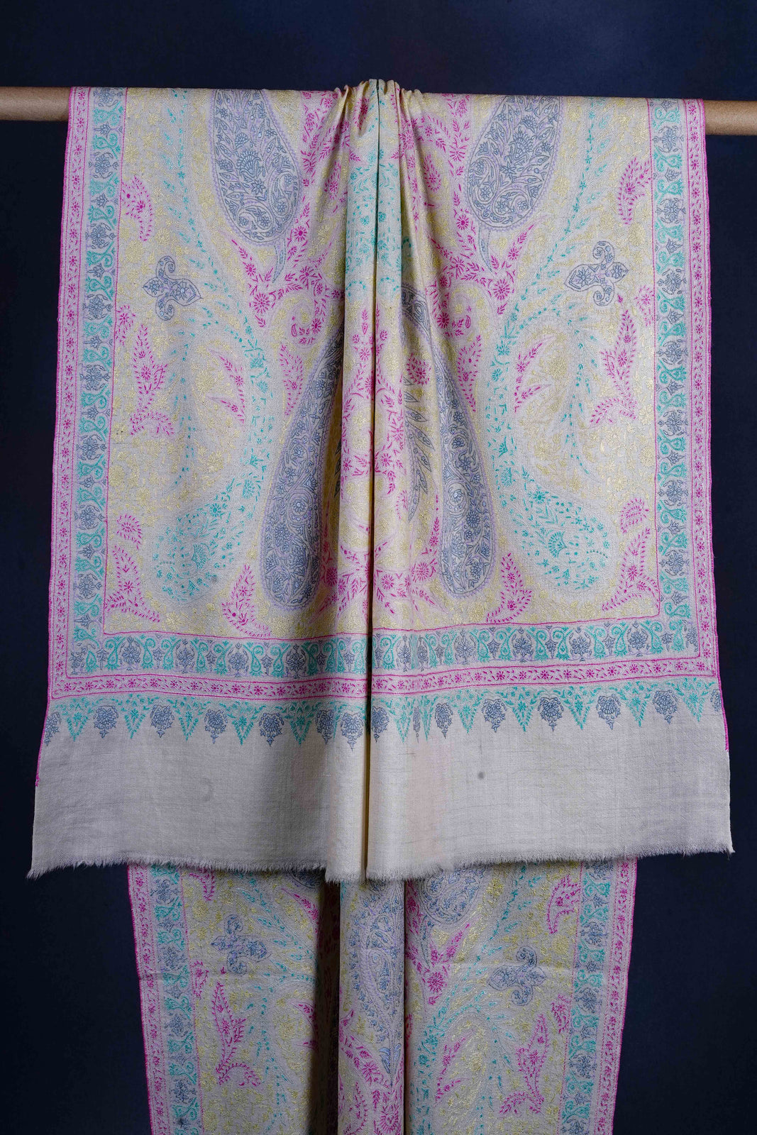 Multi-color Jamawar Embroidery Cashmere Pashmina Shawl