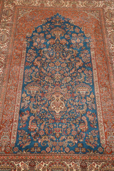 Rust And Blue kashmir carpet