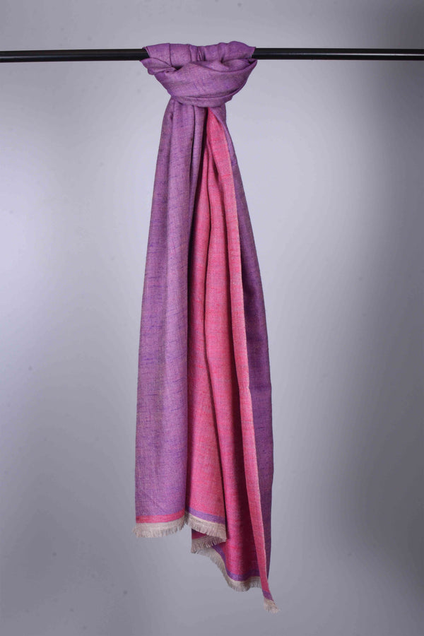 Reversible Pink & Indigo Cashmere Pashmina Shawl — reversible pashmina shawl handwoven in Kashmir