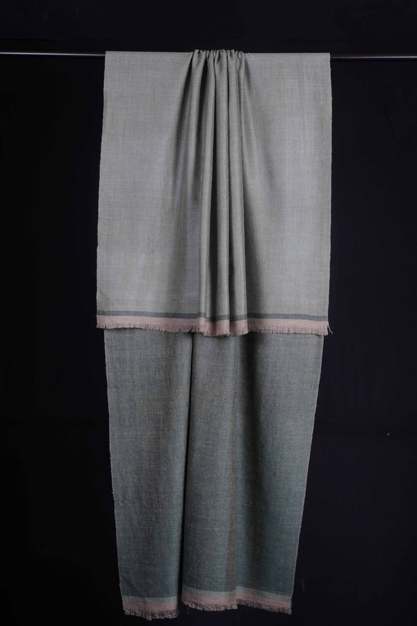 Reversible Emerald and Light Green Handwoven Cashmere Pashmina Shawl — reversible pashmina shawl handwoven in Kashmir