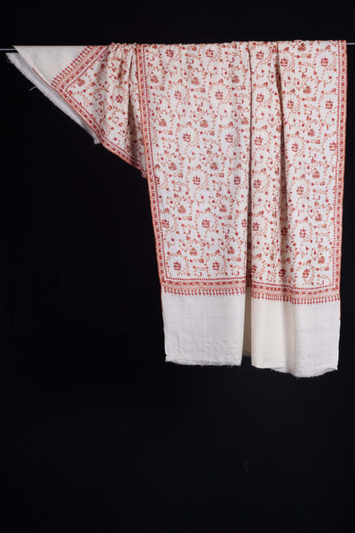 Ivory Base Jali Embroidery Cashmere Pashmina Shawl