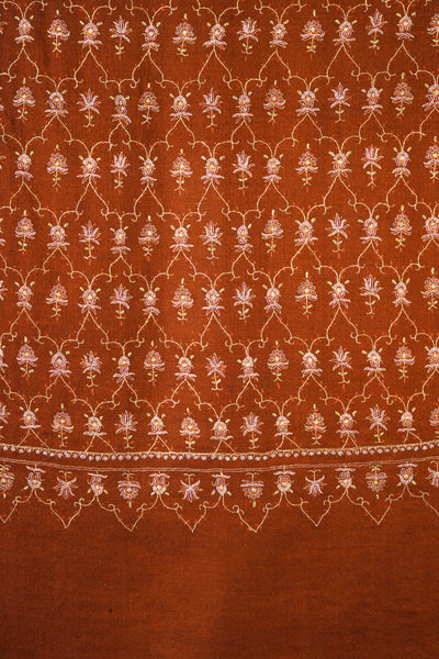 Brown Jali Embroidery Pashmina Cashmere Shawl