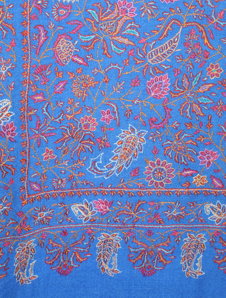 Blue Color Jamawar Embroidery Pashmina Shawl