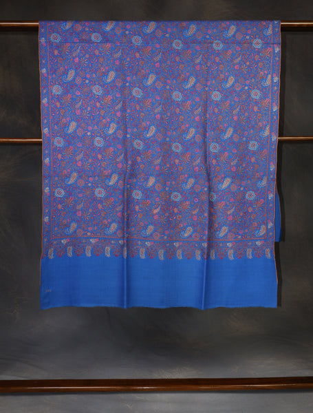 Blue Color Jamawar Embroidery Pashmina Shawl
